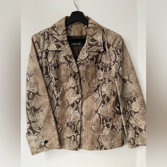 MARC CAIN Python Embossed Snake Print Blazer Jacket size M - Picture 1 of 9